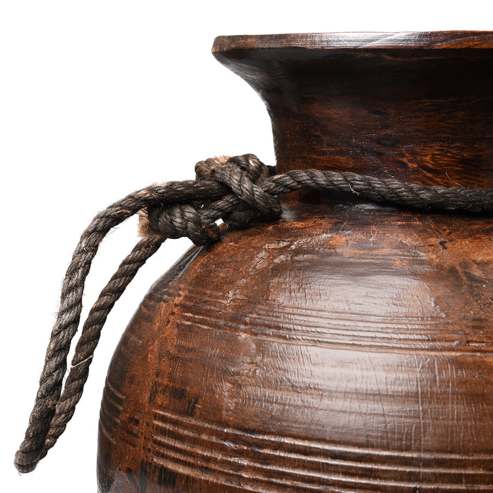 Detail From Turned Cedar Pot From Himachal Pradesh - Early 20thC | Indigo Antiques