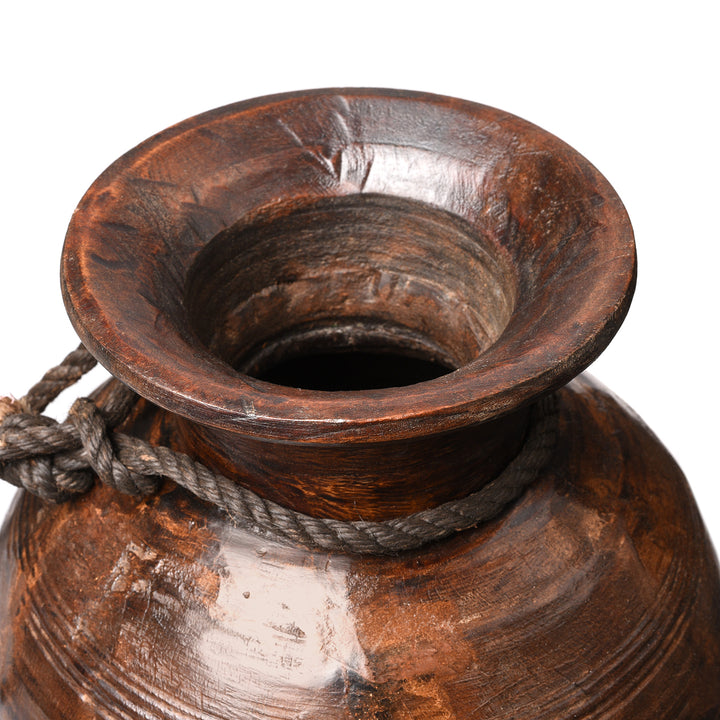 Detail From Turned Cedar Pot From Himachal Pradesh - Early 20thC | Indigo Antiques