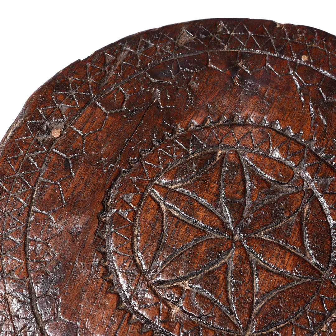 Detail From Antique Carved Teak Chapati Board From The Rann Of Kutch - Ca 1920 | Indigo Antiques