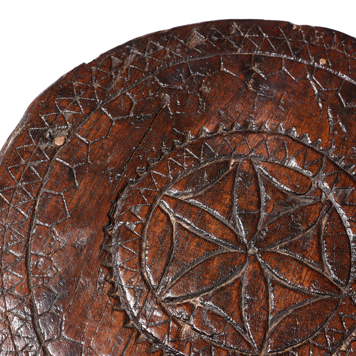 Detail From Antique Carved Teak Chapati Board From The Rann Of Kutch - Ca 1920 | Indigo Antiques