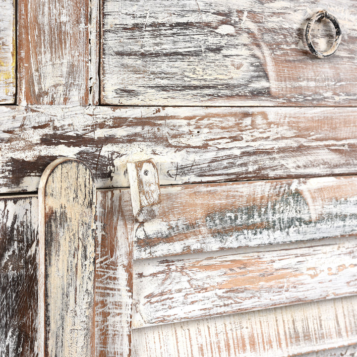 Latch Detail From Painted Indian Louvre Cabinet Made From Reclaimed Teak | Indigo Antiques