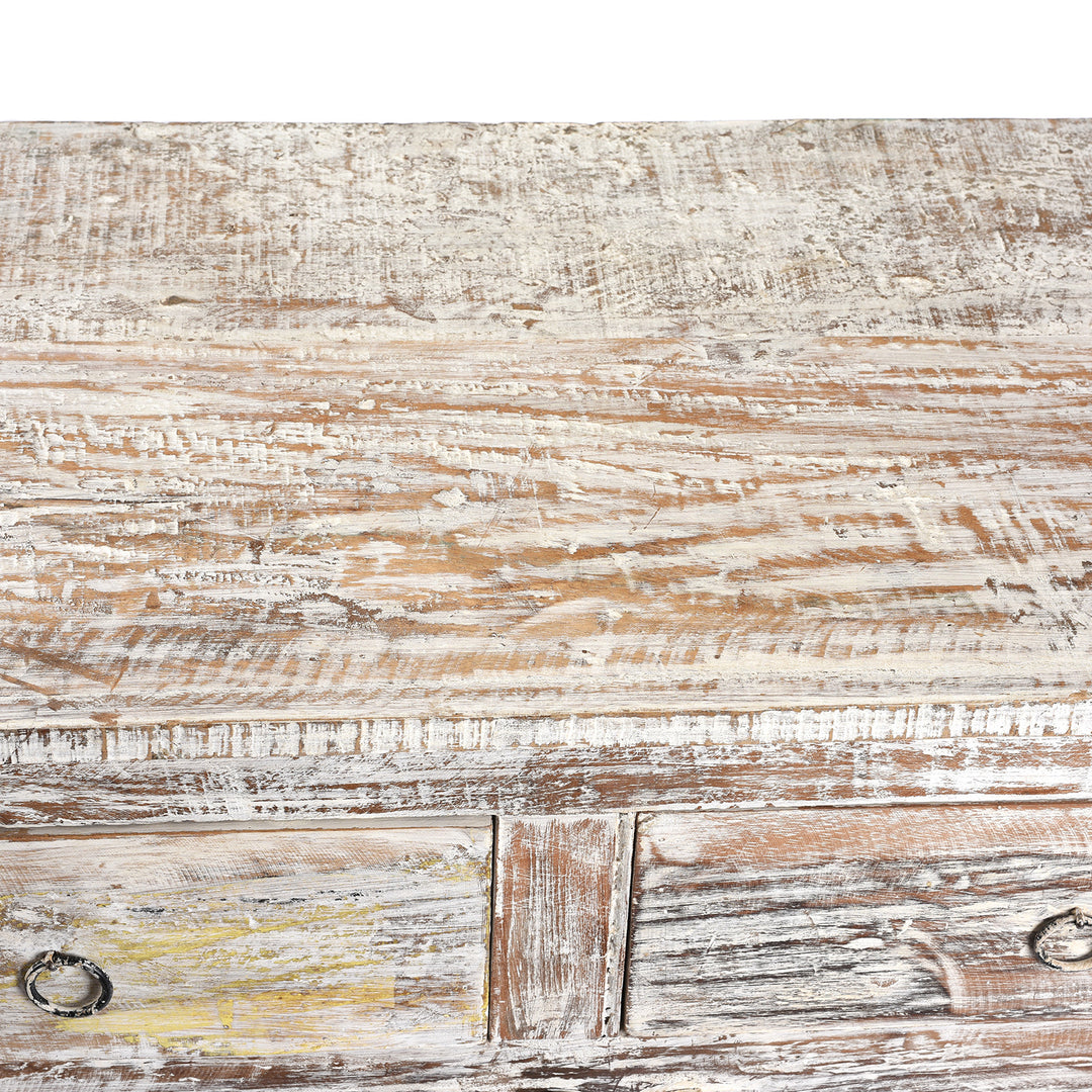 Surface Top Detail From Painted Indian Louvre Cabinet Made From Reclaimed Teak | Indigo Antiques
