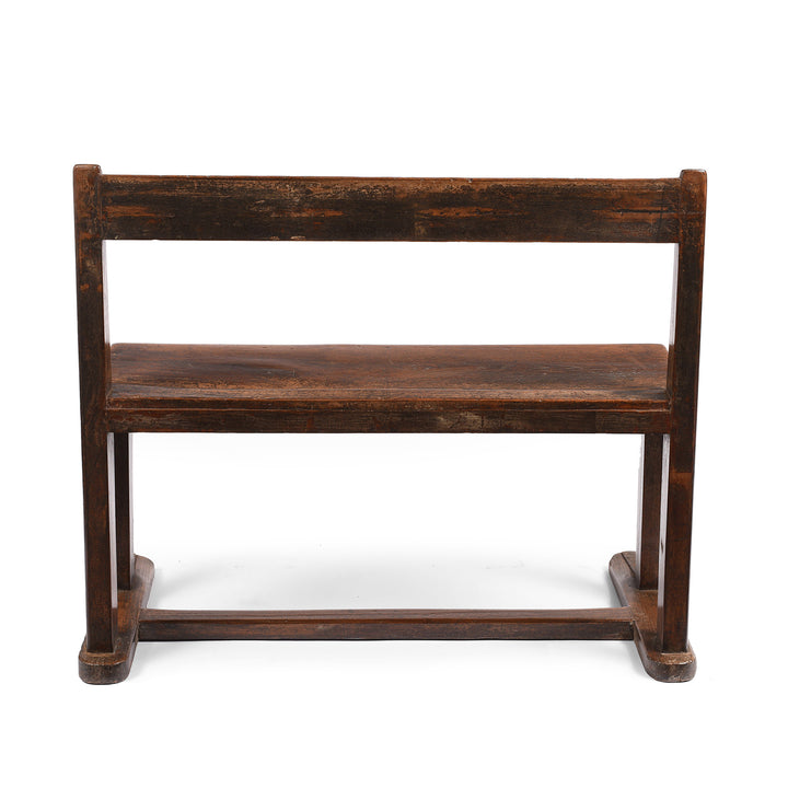 Reverse of Painted Indian Teak School Bench - Ca 1930 | Indigo Antiques