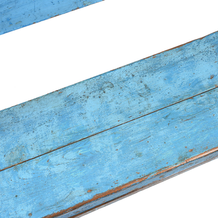 Seat Detail From Painted Indian Teak School Bench - Ca 1930 | Indigo Antiques