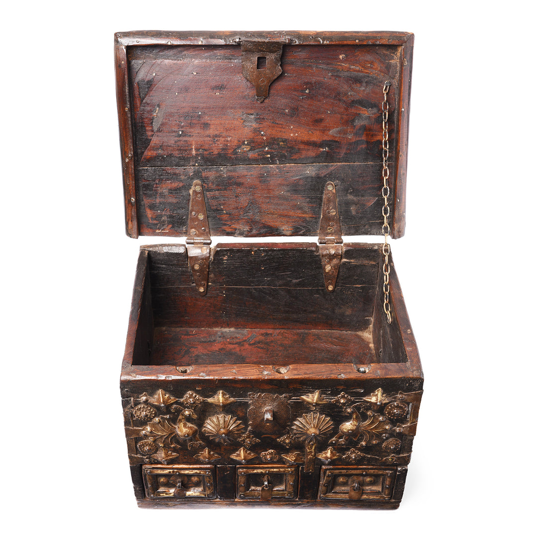 Interior Of Brass Bound  Rosewood Jewellery Box From Kutch - 19ThC | Indigo Antiques