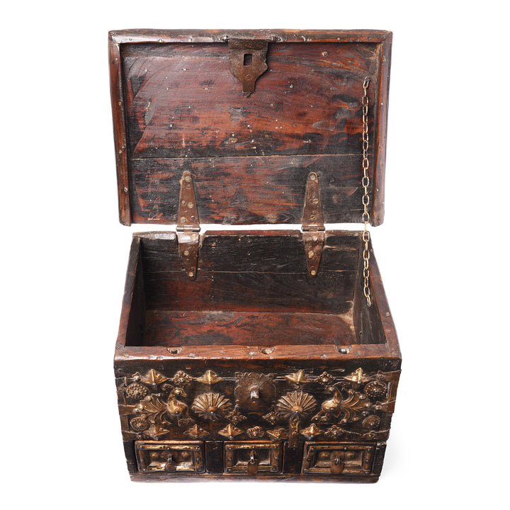 Interior Of Brass Bound  Rosewood Jewellery Box From Kutch - 19ThC | Indigo Antiques