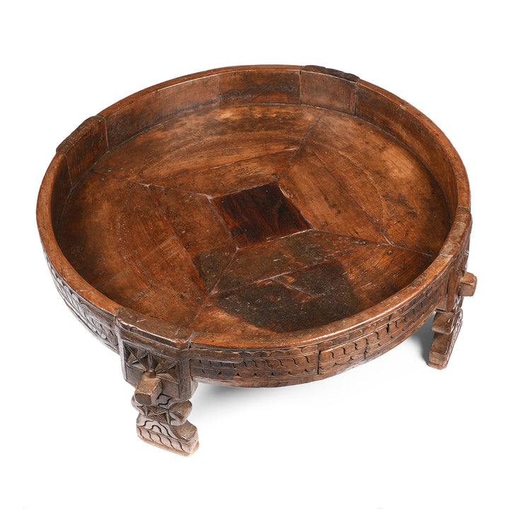 Top Down View Of Indian Chakki Coffee Table From Rajasthan - 19thC | Indigo Antiques