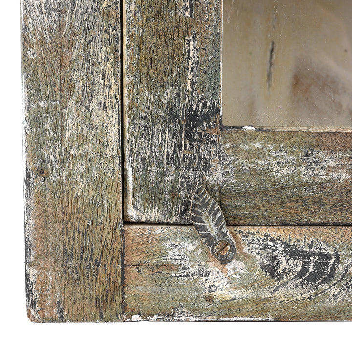 Locking Latch Detail From Painted Mango Wood Glazed Wall Cabinet | Indigo Antiques