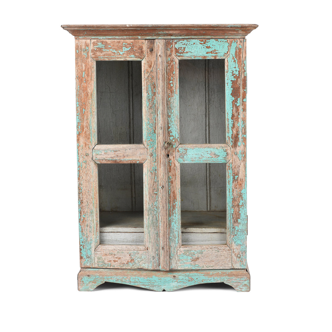 Painted Teak Glazed Wall Cabinet - Ca 1930 | Indigo Antiques