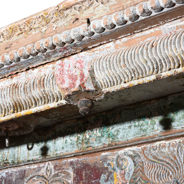 Carving Detail From Carved And Painted Teak Pavilion From Kutch - Early 19thC | Indigo Antiques