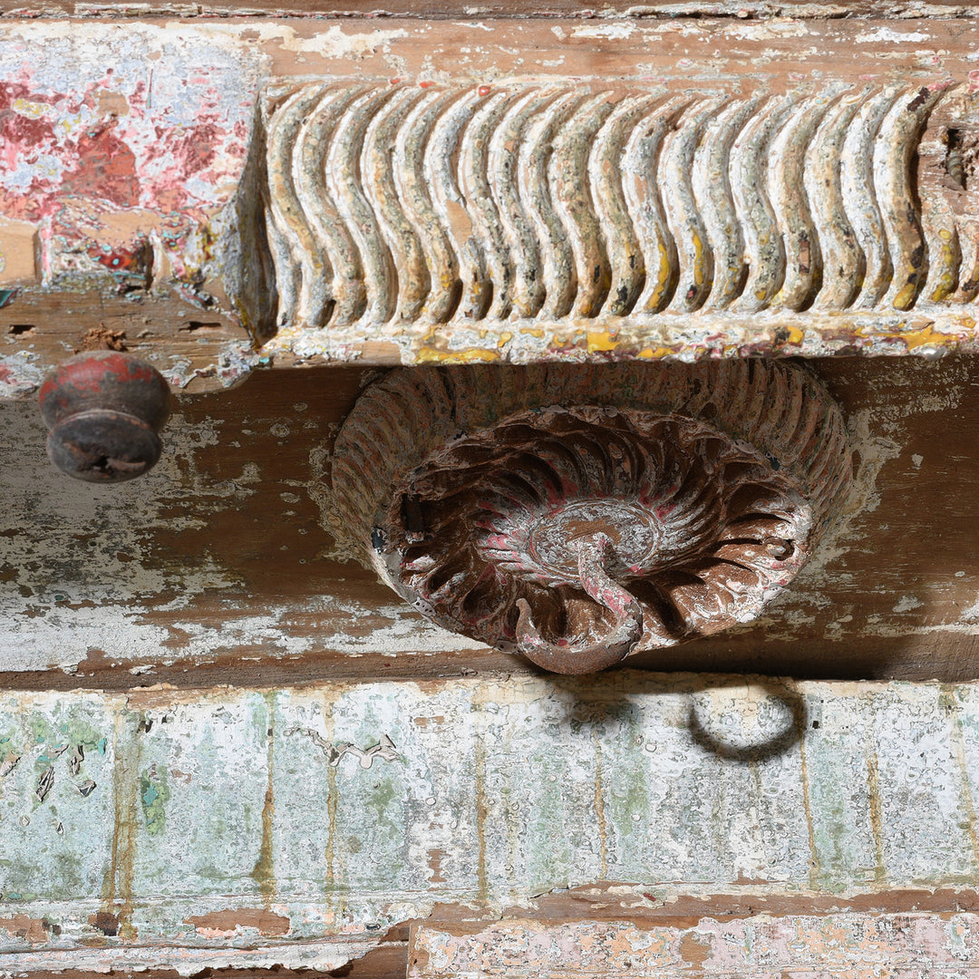 Hook Detail From Carved And Painted Teak Pavilion From Kutch - Early 19thC | Indigo Antiques