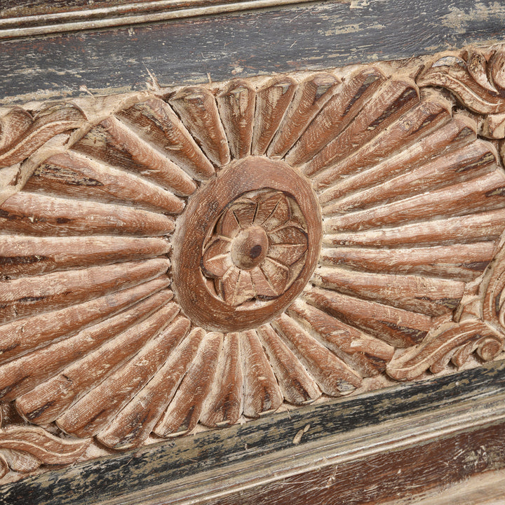 Detail From Reclaimed Teakwood Blanket Chest With Painted Finish | Indigo Antiques