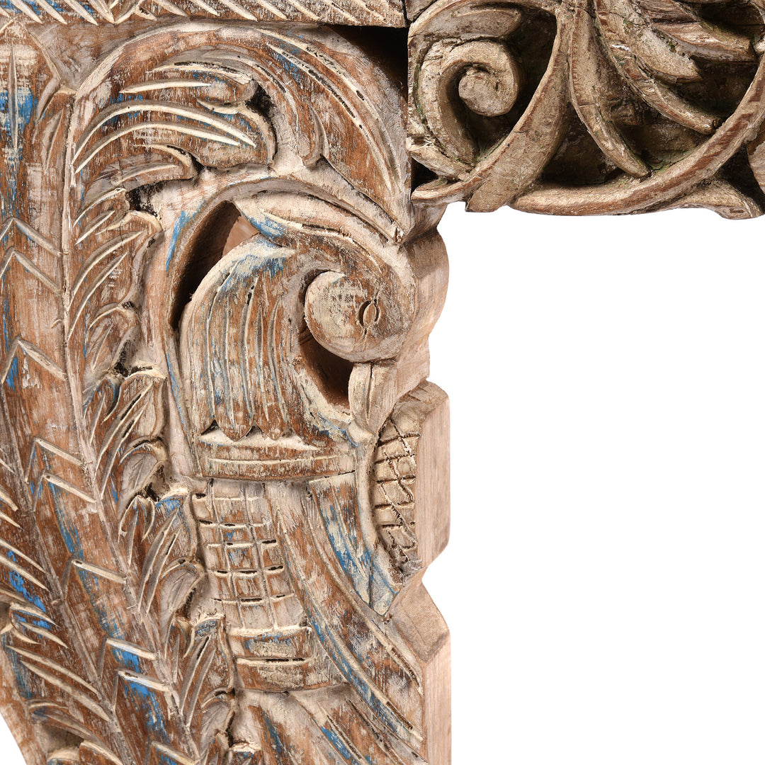 Peacock Carving From Painted Indian Console Table Made From Reclaimed Teak | Indigo Antiques