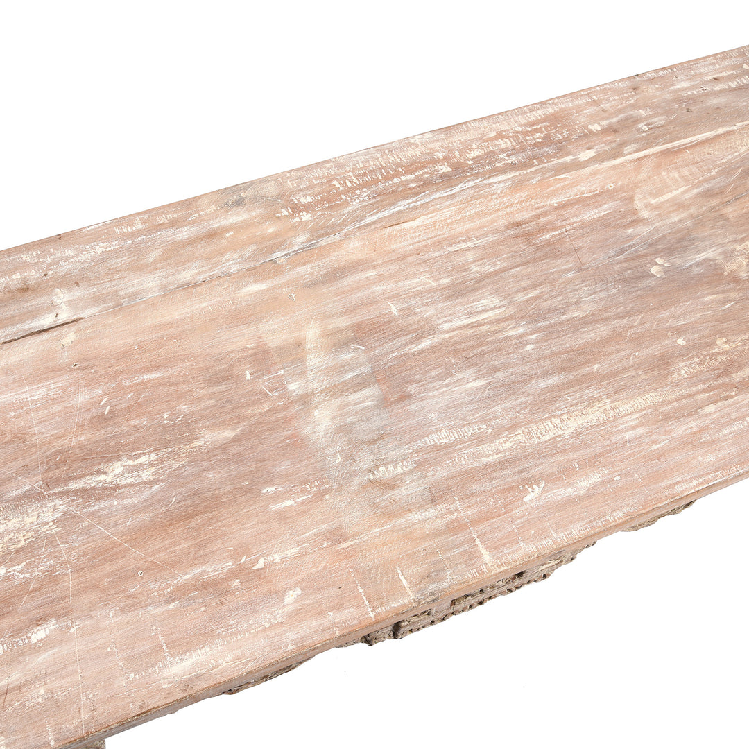 Surface Top Detail From Painted Indian Console Table Made From Reclaimed Teak | Indigo Antiques