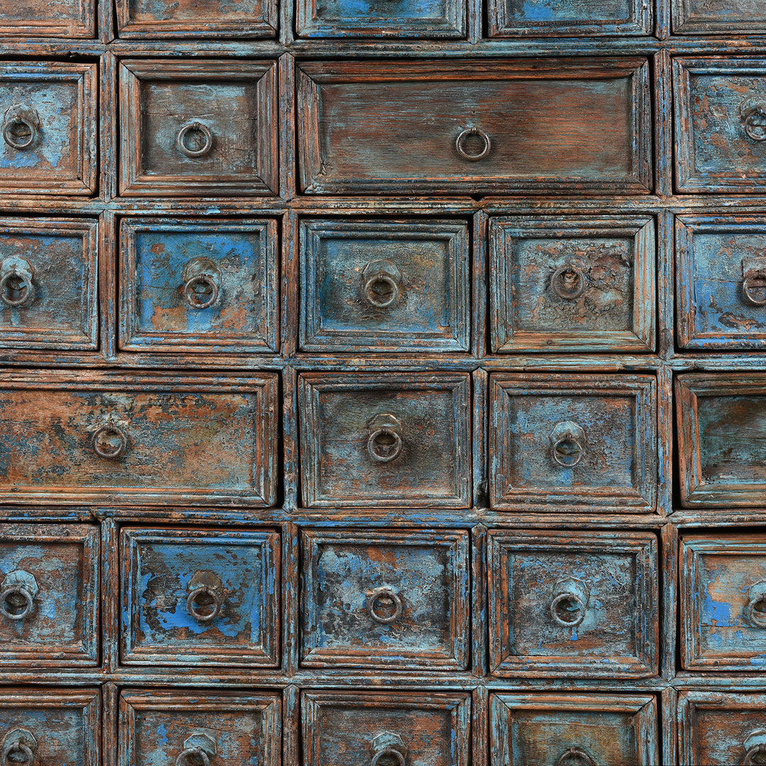 Drawers Detail From Antique Teak Apothecary Chest From South India - 19th Century | Indigo Antiques | Indigo Antiques