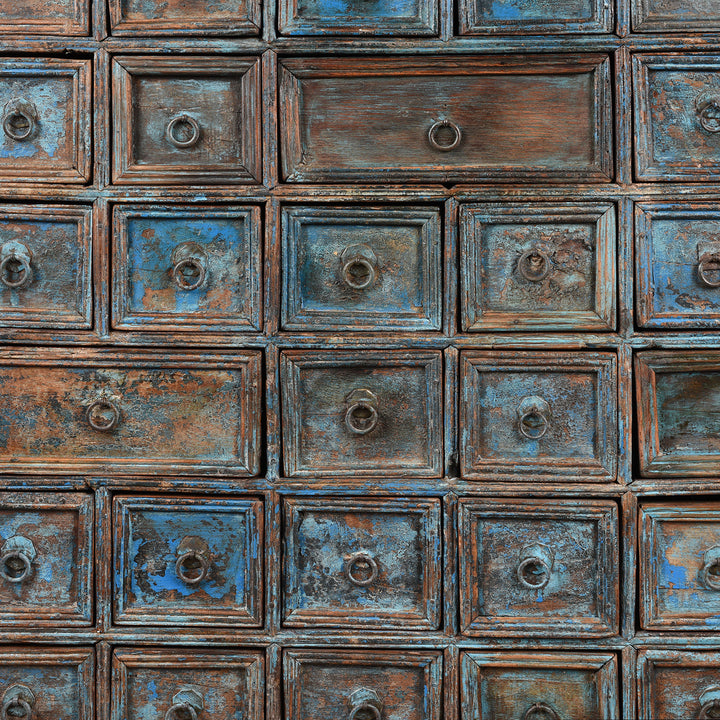 Drawers Detail From Antique Teak Apothecary Chest From South India - 19th Century | Indigo Antiques | Indigo Antiques