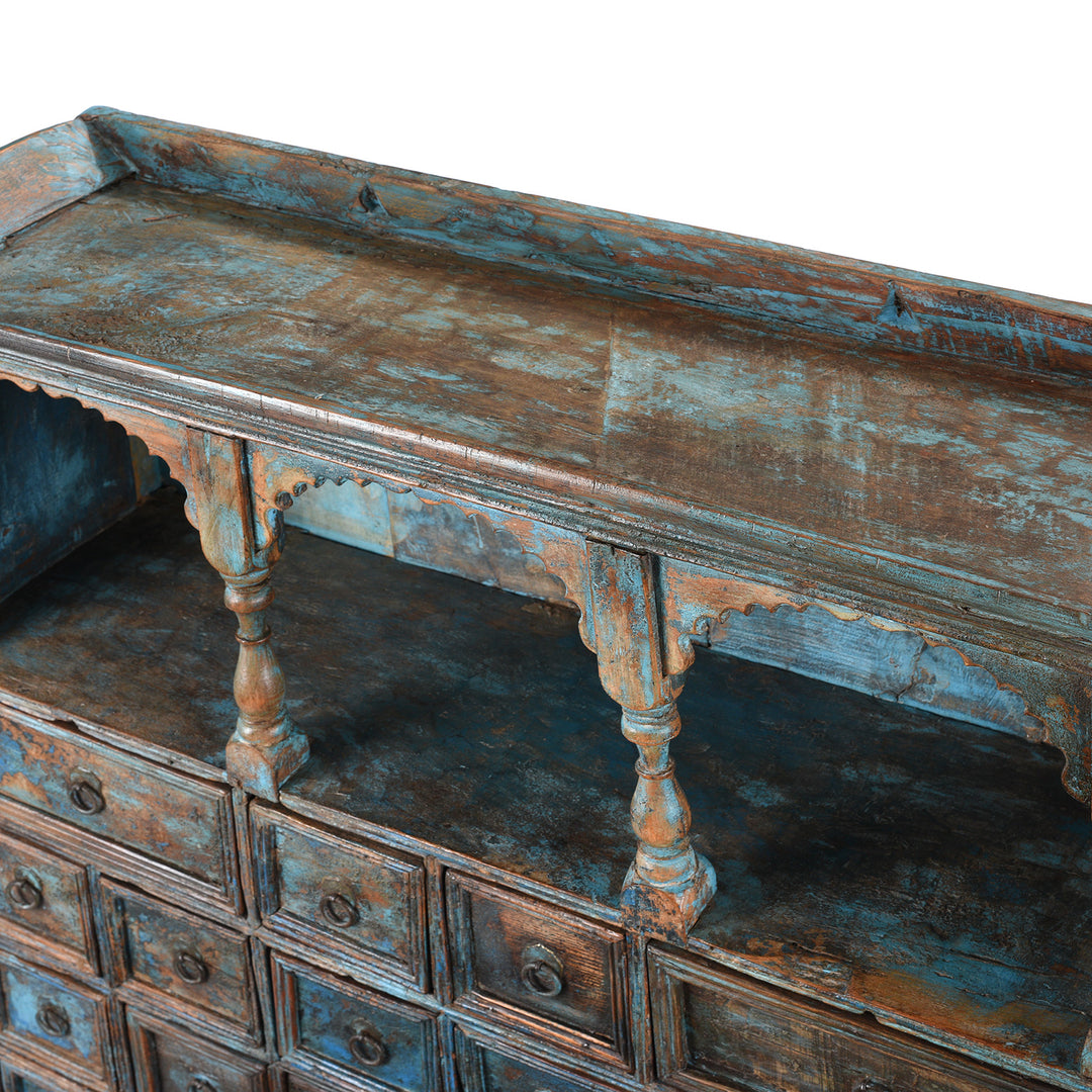 Top Detail From Antique Teak Apothecary Chest From South India - 19th Century | Indigo Antiques | Indigo Antiques