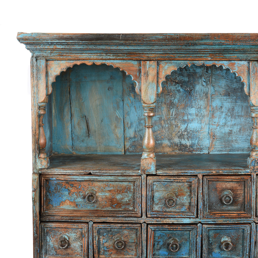 Corner Detail From Antique Teak Apothecary Chest From South India - 19th Century | Indigo Antiques | Indigo Antiques