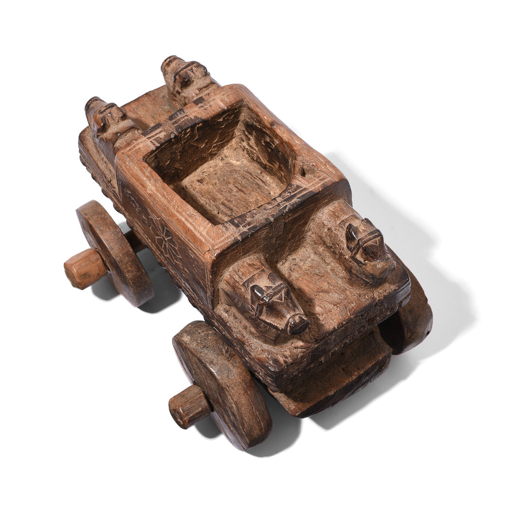 Top Down View Of Antique Carved Tikka Box From Andhra Pradesh - Ca 1920's | Indigo Antiques