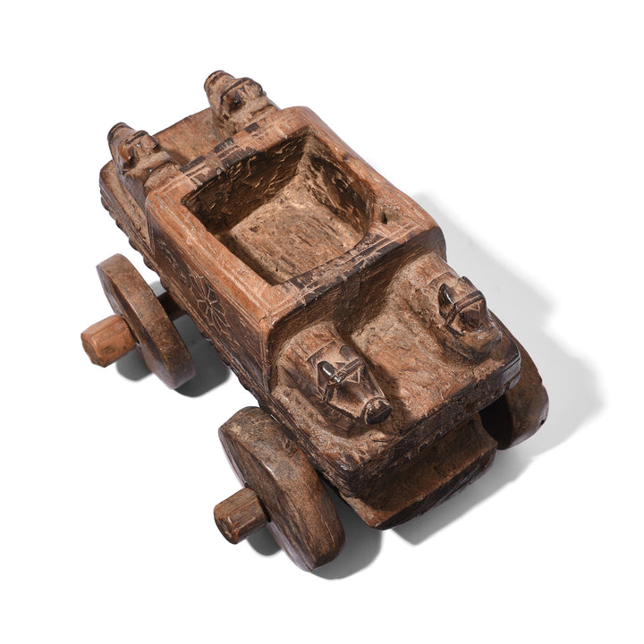 Top Down View Of Antique Carved Tikka Box From Andhra Pradesh - Ca 1920's | Indigo Antiques