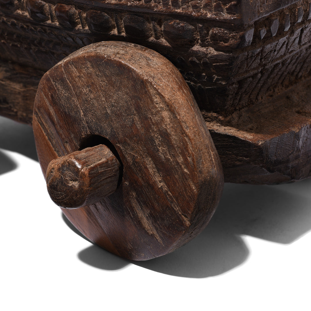 Wheel Detail From Antique Carved Tikka Box From Andhra Pradesh - Ca 1920's | Indigo Antiques