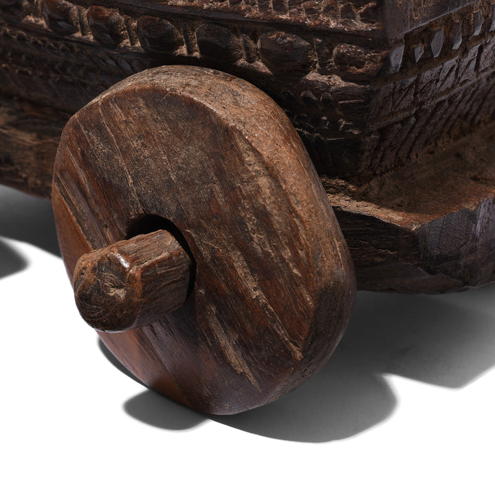 Wheel Detail From Antique Carved Tikka Box From Andhra Pradesh - Ca 1920's | Indigo Antiques