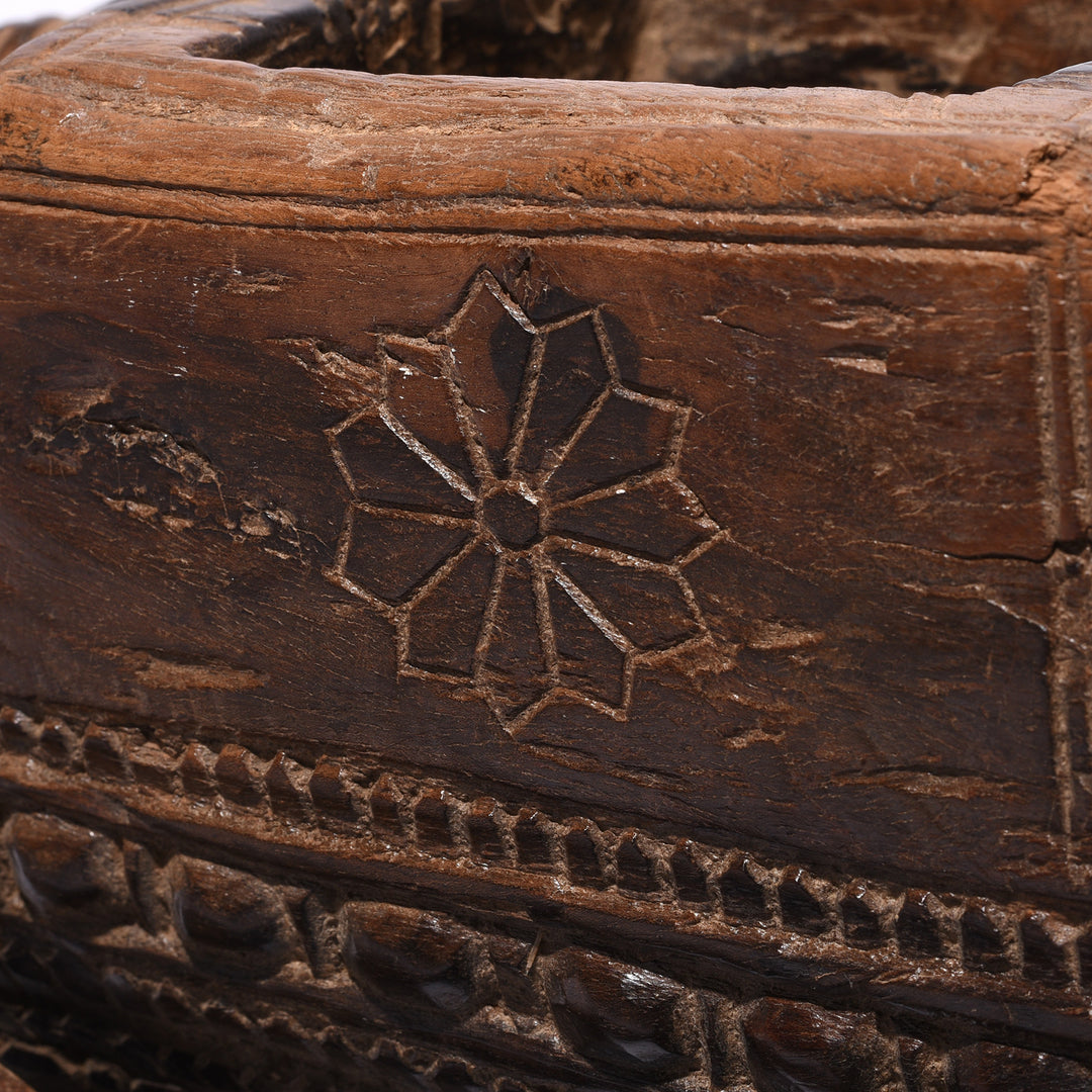 Carving Detail From Antique Carved Tikka Box From Andhra Pradesh - Ca 1920's | Indigo Antiques