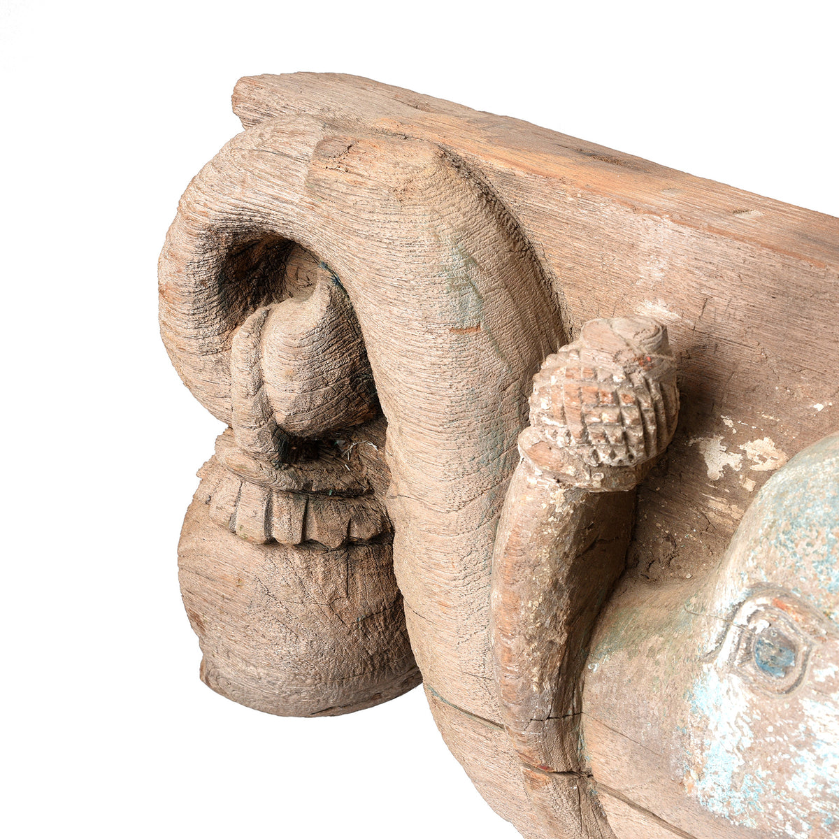 Carving Detail From Antique Carved Teak Elephant Corbel From Andhra Pradesh - 19th Century | Indigo Antiques