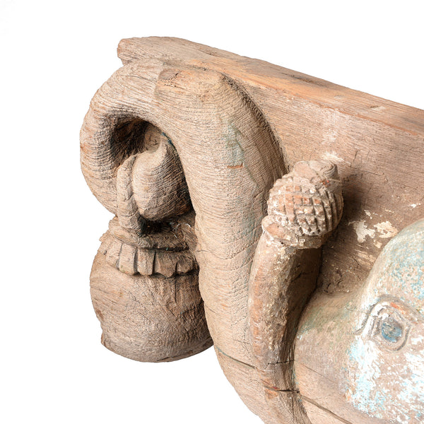 Carved Teak Elephant Corbel From Andhra Pradesh - 19th Century