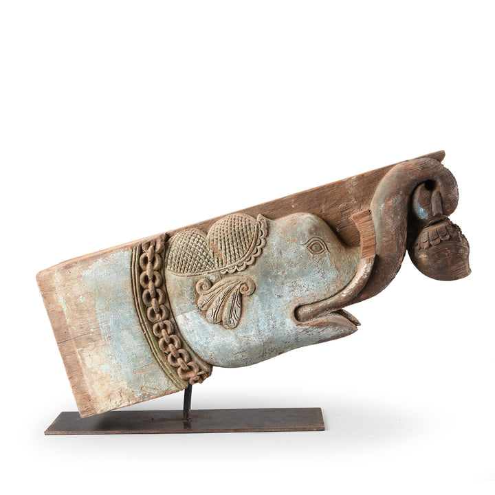 Antique Carved Teak Elephant Corbel From Andhra Pradesh - 19th Century | Indigo Antiques