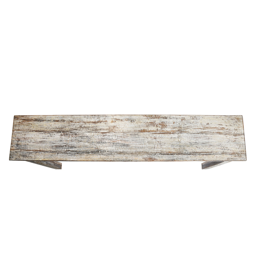 Top Down View Of Reclaimed Teakwood Console Table With Painted Finish | Indigo Antiques
