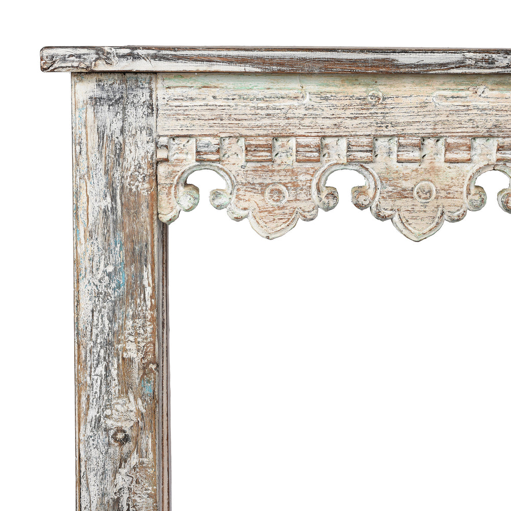 Corner Detail From Reclaimed Teakwood Console Table With Painted Finish | Indigo Antiques