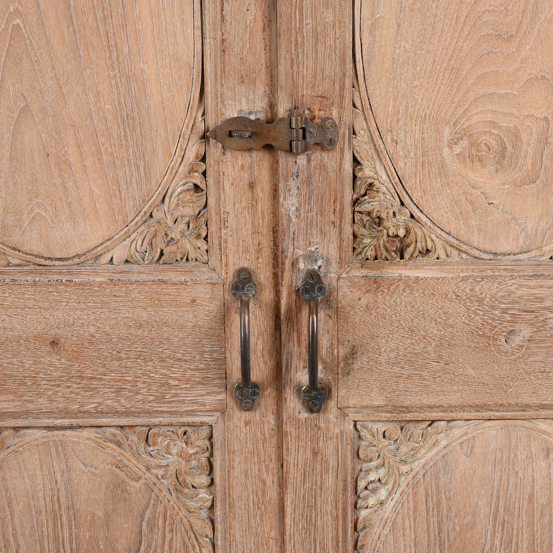Handles Detail from Antique Bleached Teak Almirah Cabinet From Gujarat - 19th Century | Indigo Antiques