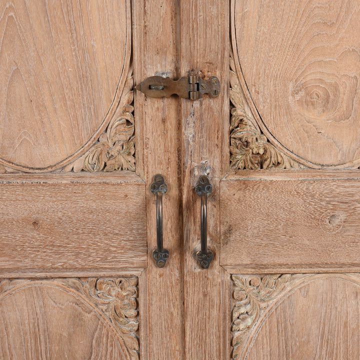 Handles Detail from Antique Bleached Teak Almirah Cabinet From Gujarat - 19th Century | Indigo Antiques