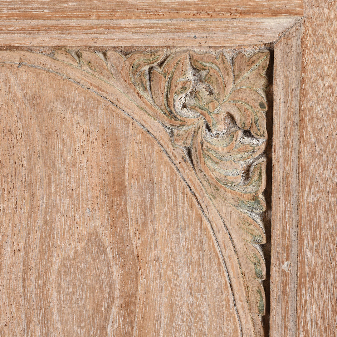 Carving Detail From Antique Bleached Teak Almirah Cabinet From Gujarat - 19th Century | Indigo Antiques