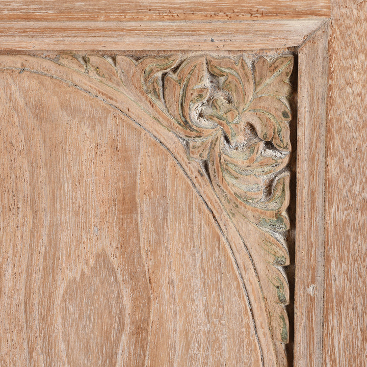 Carving Detail From Antique Bleached Teak Almirah Cabinet From Gujarat - 19th Century | Indigo Antiques