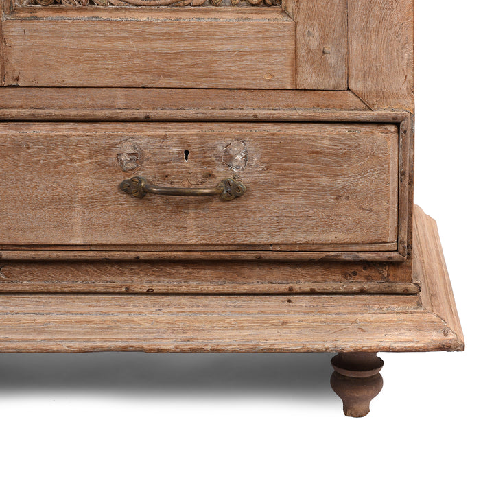 Leg Detail From Antique Bleached Teak Almirah Cabinet From Gujarat - 19th Century | Indigo Antiques