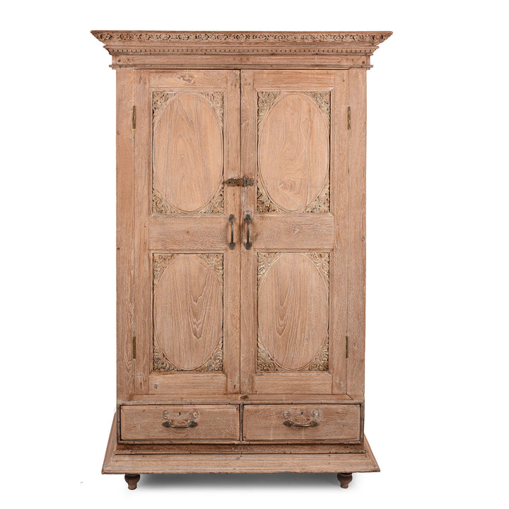 Antique Bleached Teak Indian Almirah Cabinet From Gujarat - 19th Century | Indigo Antiques