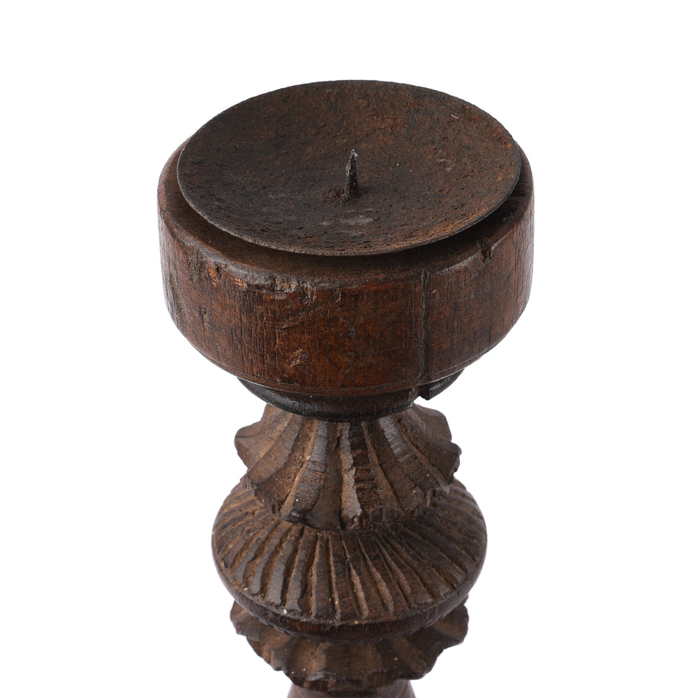 Antique Carved Teak Candle Stick From Banswara - Ca 1920 | Indigo Antiques