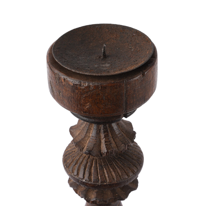 Antique Carved Teak Candle Stick From Banswara - Ca 1920 | Indigo Antiques