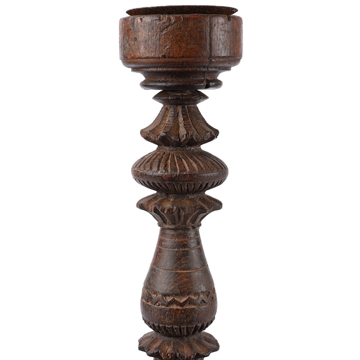 Antique Carved Teak Candle Stick From Banswara - Ca 1920 | Indigo Antiques