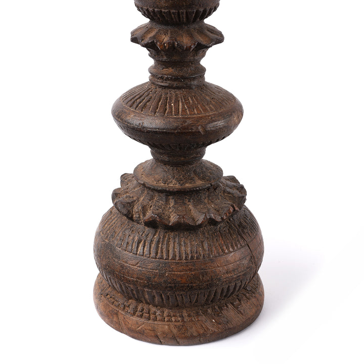Antique Carved Teak Candle Stick From Banswara - Ca 1920 | Indigo Antiques