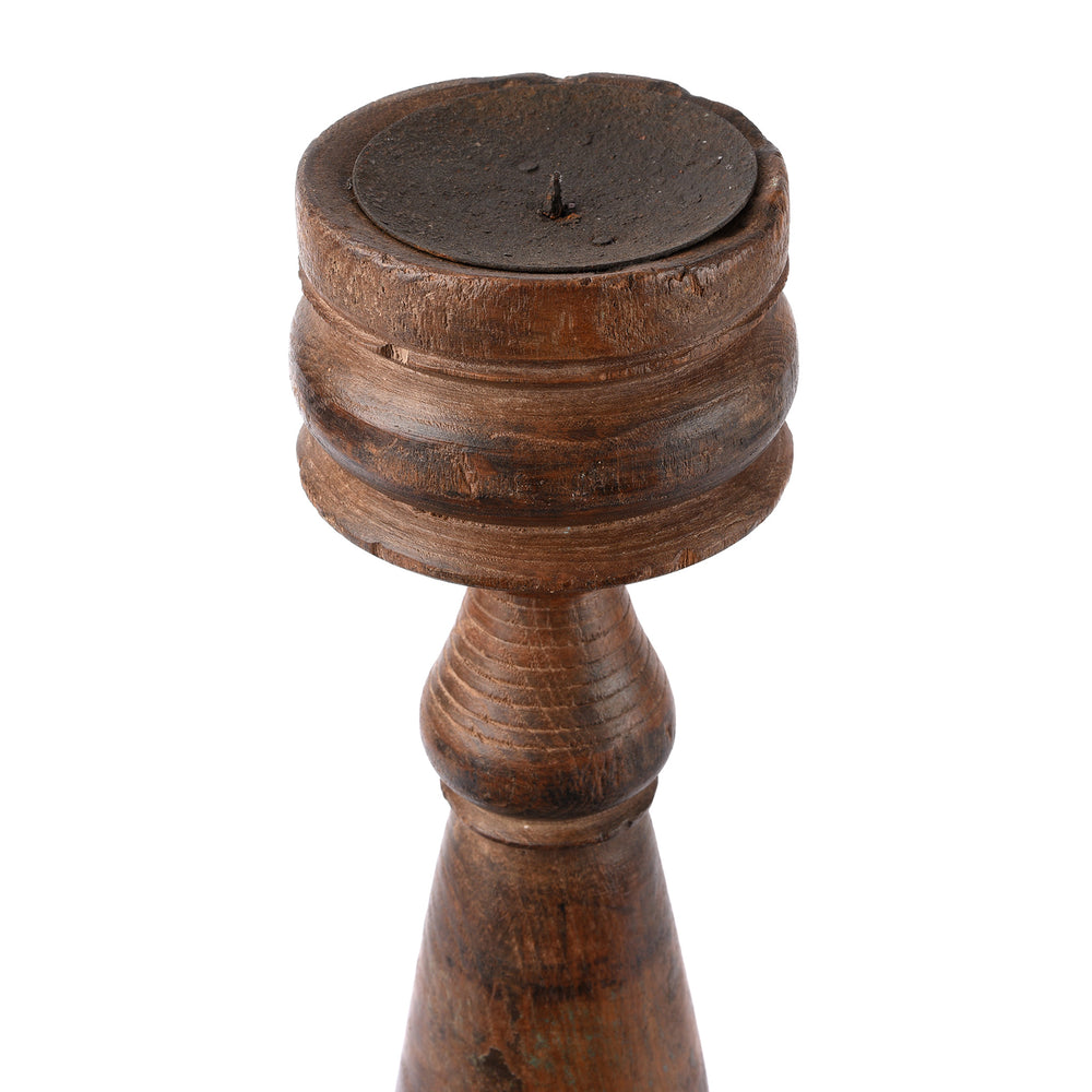 Antique Carved Teak Candle Stick From Banswara - Ca 1920 | Indigo Antiques