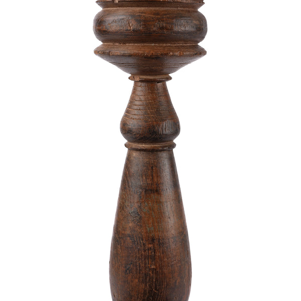 Carved Teak Candle Stick From Banswara - Ca 1920