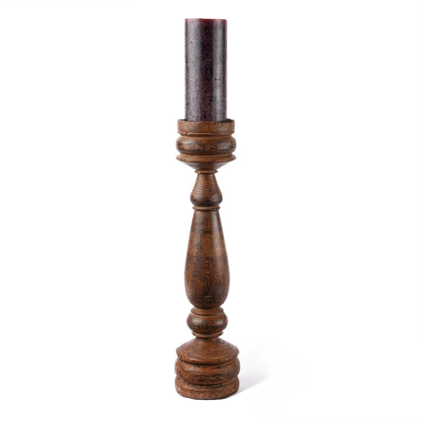 Carved Teak Candle Stick From Banswara - Ca 1920
