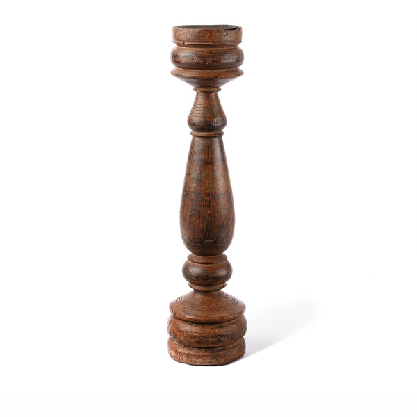Carved Teak Candle Stick From Banswara - Ca 1920