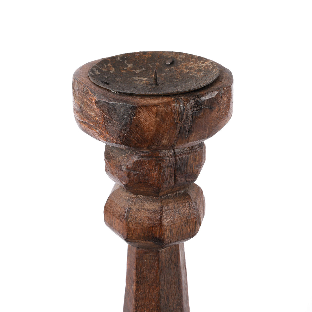 Detail From Antique Carved Teak Candle Stick From Banswara - Ca 1920 | Indigo Antiques