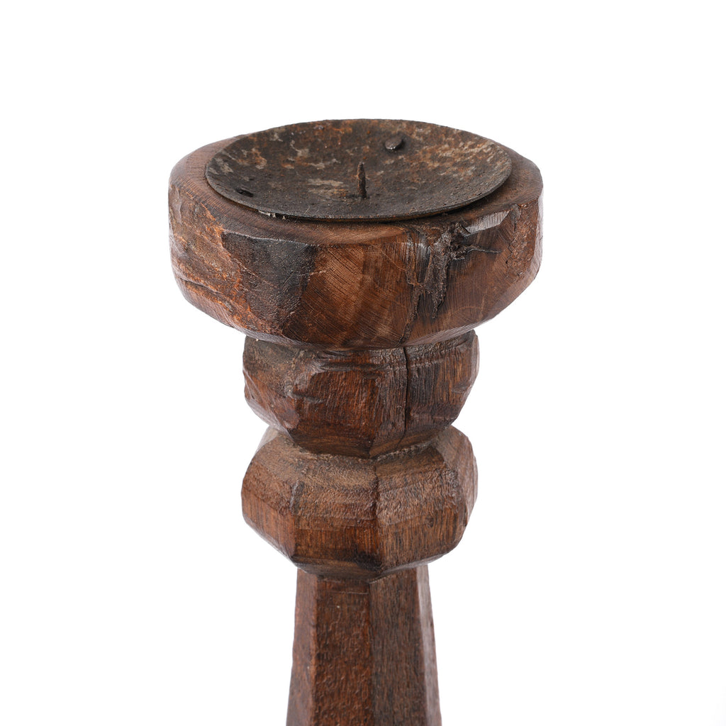 Carved Teak Candle Stick From Banswara - Ca 1920