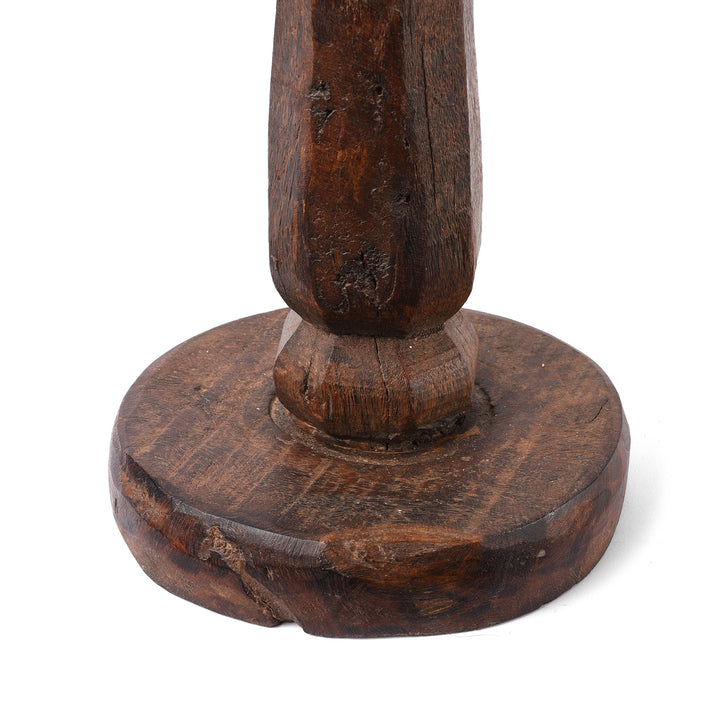 Base Detail From Antique Carved Teak Candle Stick From Banswara - Ca 1920 | Indigo Antiques