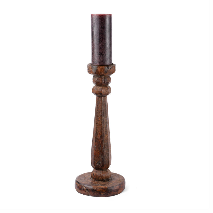 Antique Carved Teak Candle Stick From Banswara - Ca 1920 | Indigo Antiques